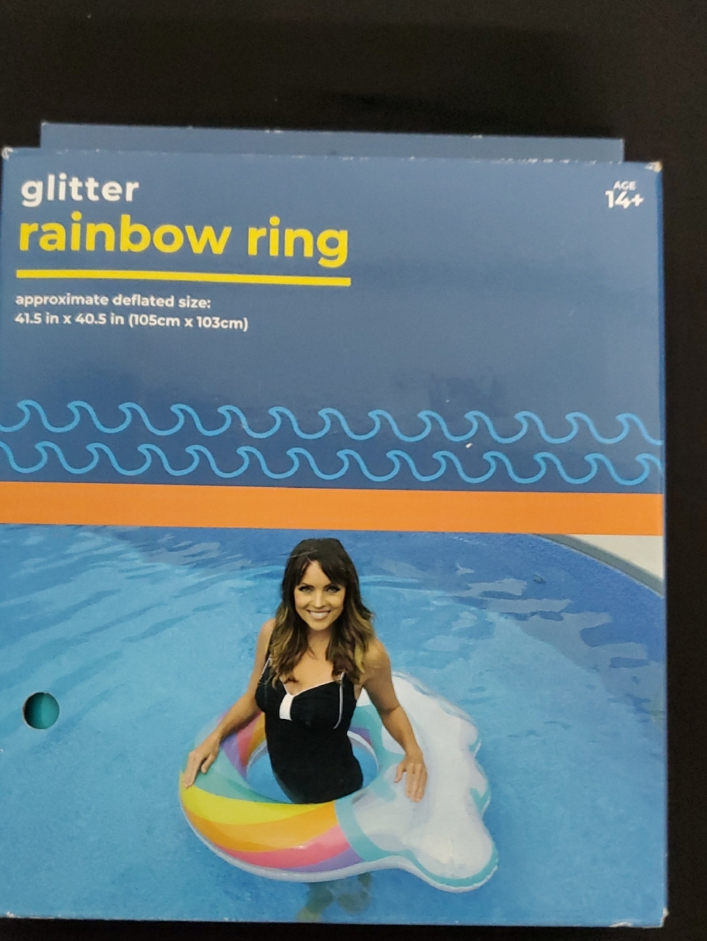 Glitter Rainbow Ring Inflatable Pool Float - Multicolor